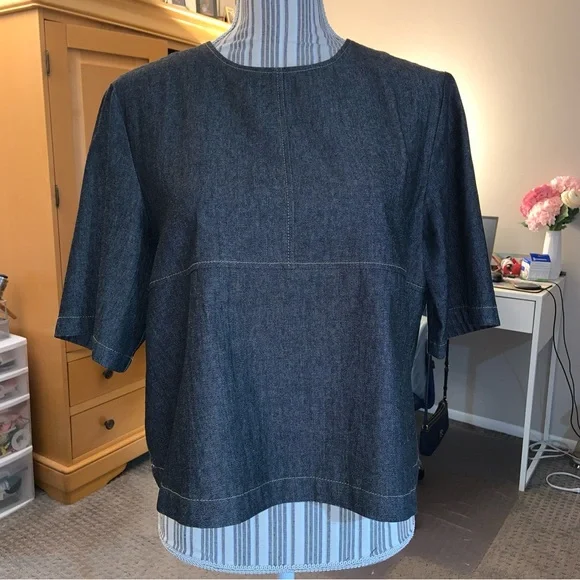 Mignon Doo black denim crop top womens sz M - Picture 8 of 8